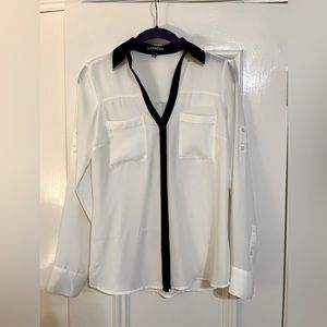 Cream and black dress shirt